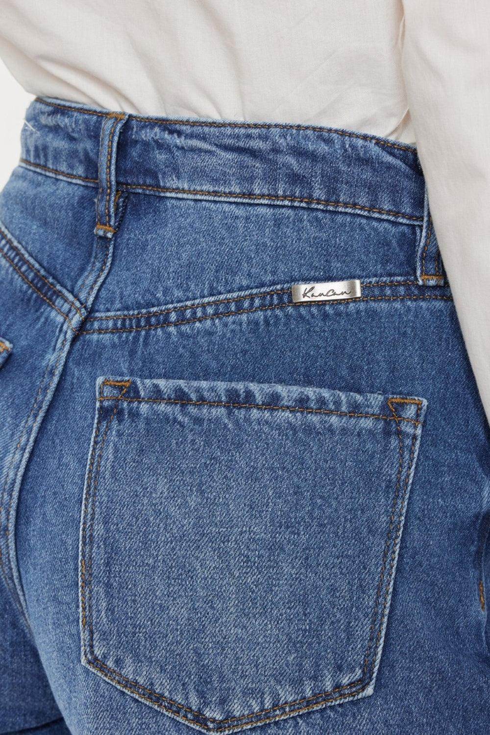 Kancan Distressed Button-Fly High Waist Denim Shorts for Women