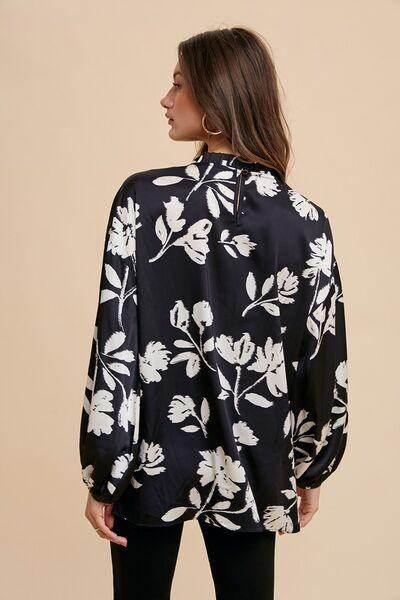 Annie Wear Frill Printed Balloon Sleeve Blouse for Women