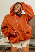 BiBi Half Zip Vintage Washed Fleece Hoodie