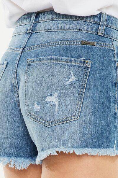 Kancan Full Size High Rise Raw Hem Denim Shorts for Women