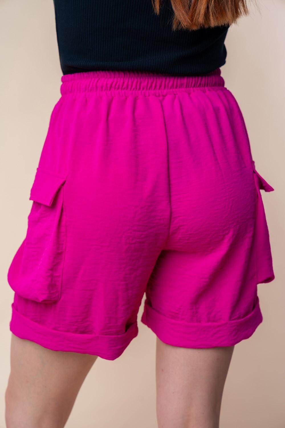 White Birch High Waisted Drawstring Knit Cargo Shorts for Women