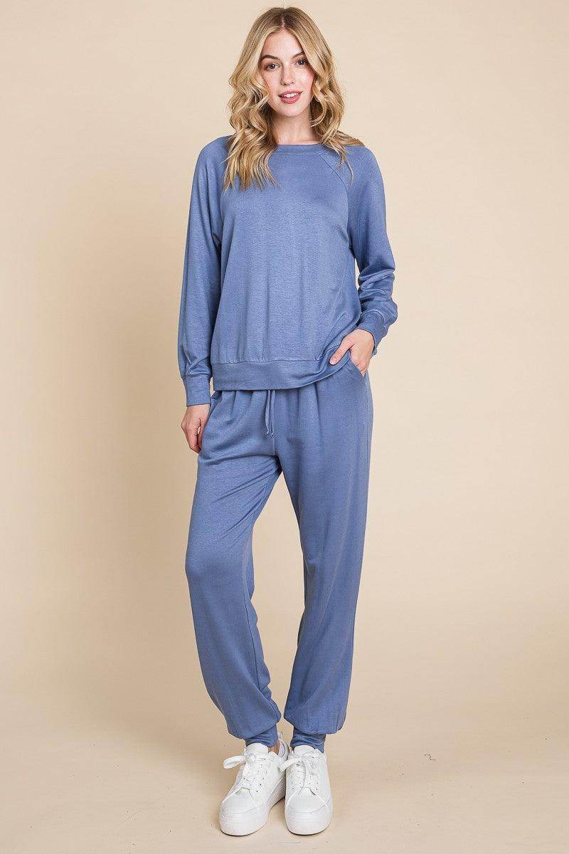 Super Lady Round Neck Raglan Sleeve Top and Pants Set