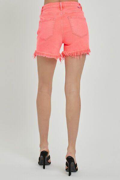 RISEN Raw Hem Asymmetrical Waist Denim Shorts for Women