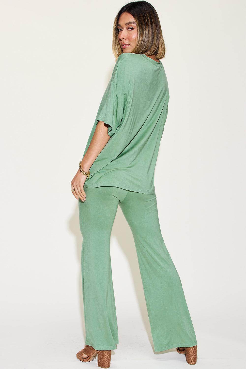 Basic Bae Full Size Bamboo Drop Shoulder T-Shirt Set
