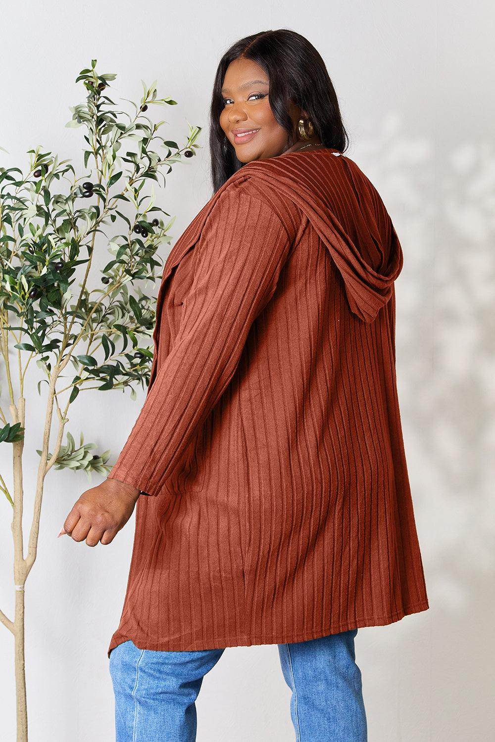 Basic Bae Full Size Hooded Sweater Cardigan for Women