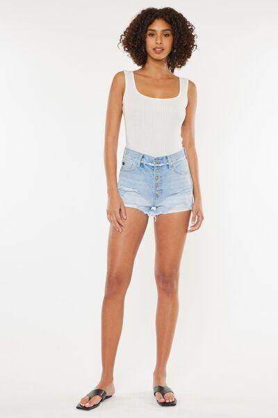 Kancan Distressed Button Fly Denim Shorts for Women