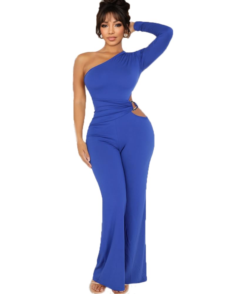 HWP Sexy Jumpsuits for Women Casual Off Shoulder Cocktail Party Clubwear Jumpsuit Wide Leg Long Pant Rompers