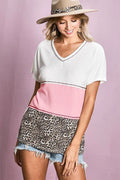 BiBi Colr Block Waffle Knit Top