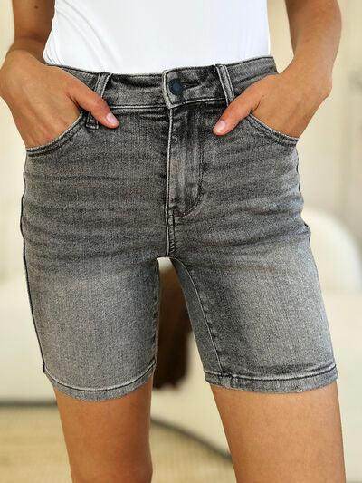 Judy Blue Full Size High Waist Washed Denim Shorts for Women