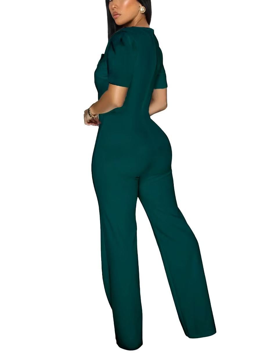 Elegant Jumpsuit for Women Dressy Sexy Plus Size Wide Leg Pant Suit One Piece Party Outfits