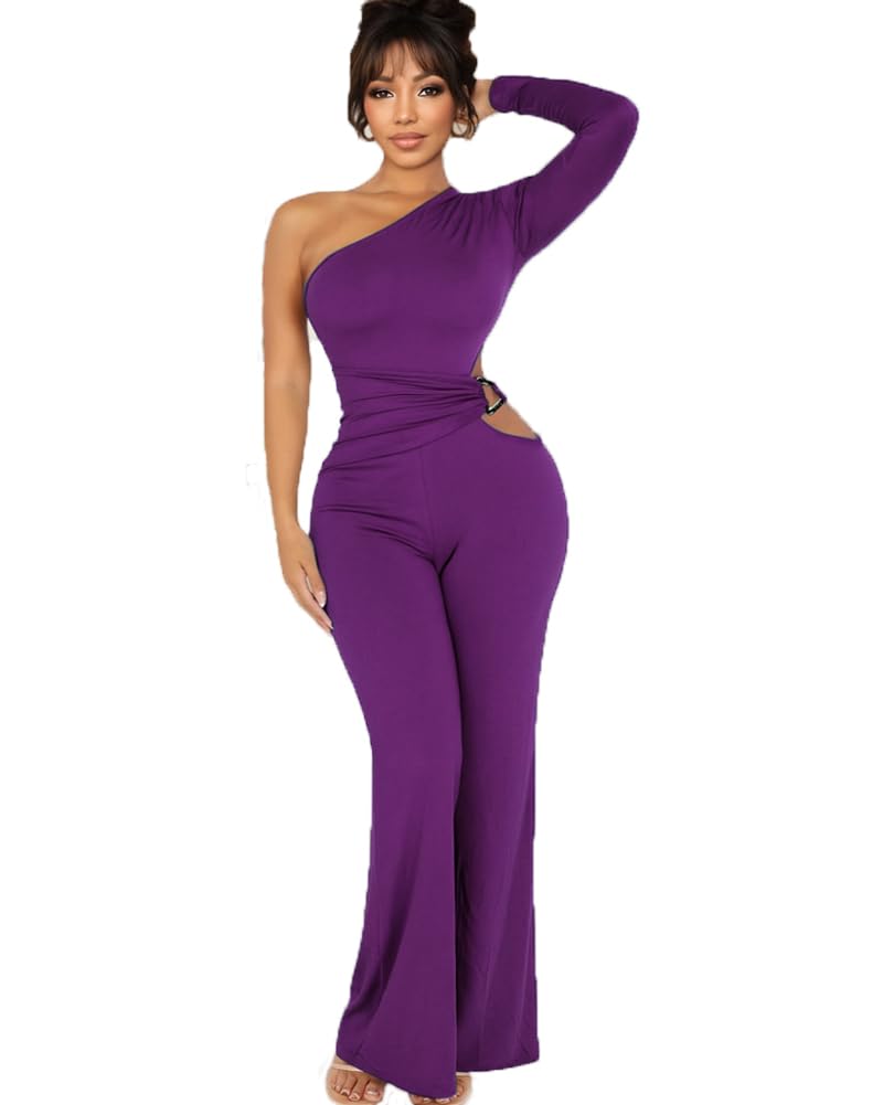 HWP Sexy Jumpsuits for Women Casual Off Shoulder Cocktail Party Clubwear Jumpsuit Wide Leg Long Pant Rompers