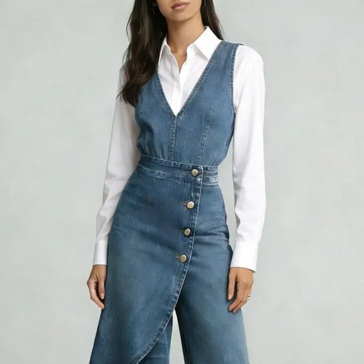 Denim Jumpsuit for Women Sleeveless Irregular Wide Leg Jumpsuits Trendy Cowgirl Western Outfits