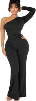 HWP Sexy Jumpsuits for Women Casual Off Shoulder Cocktail Party Clubwear Jumpsuit Wide Leg Long Pant Rompers