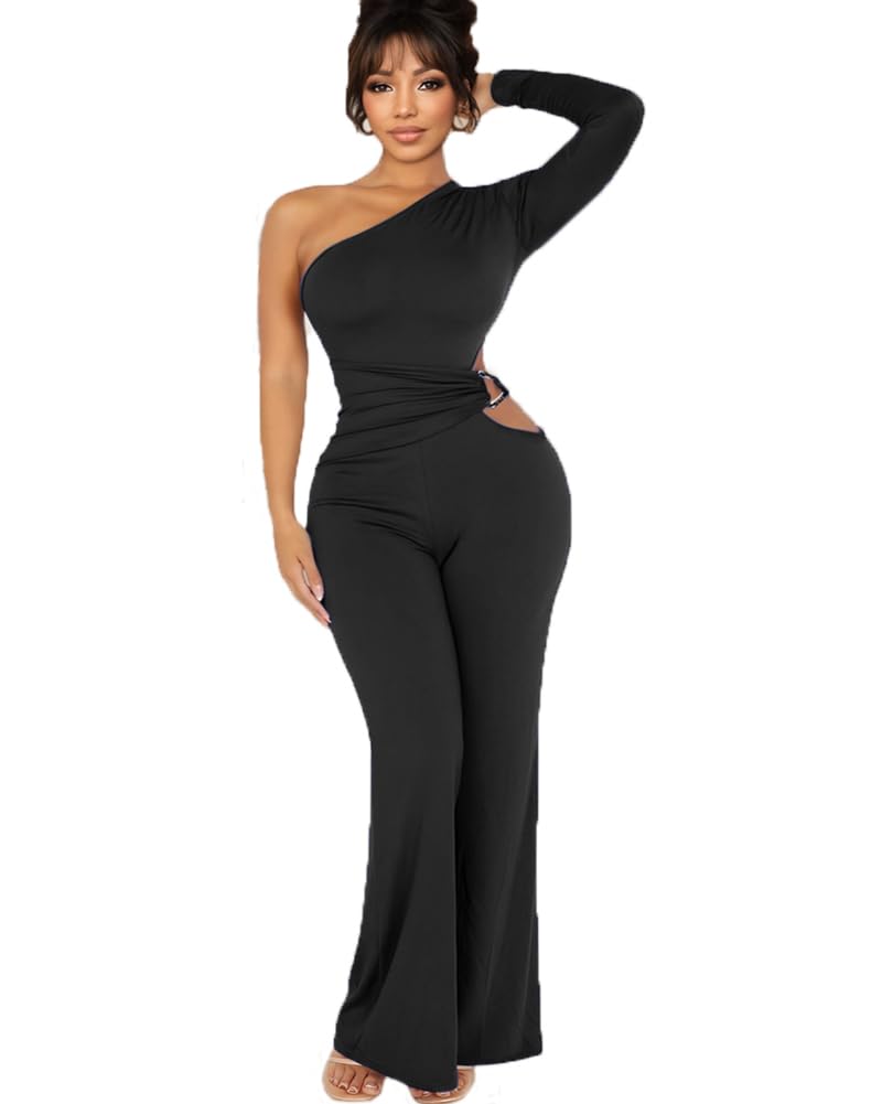 HWP Sexy Jumpsuits for Women Casual Off Shoulder Cocktail Party Clubwear Jumpsuit Wide Leg Long Pant Rompers