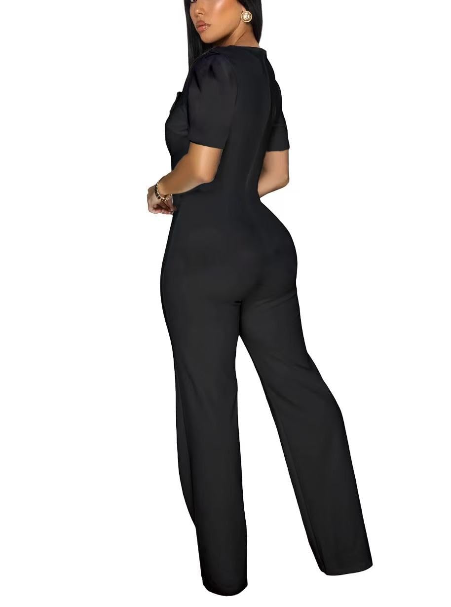 Elegant Jumpsuit for Women Dressy Sexy Plus Size Wide Leg Pant Suit One Piece Party Outfits
