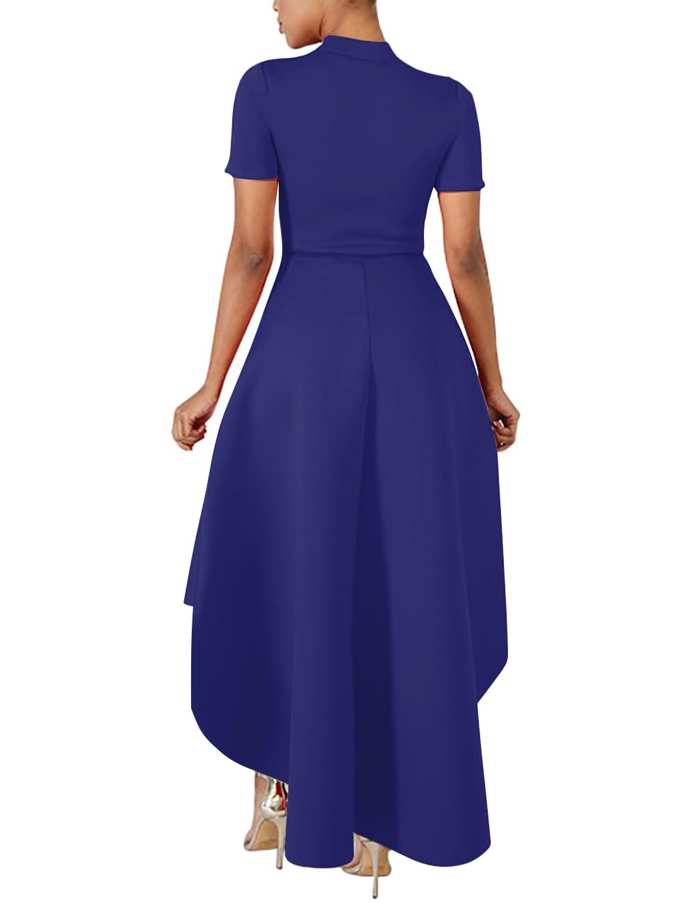 Lrady Womens V Neck Short Sleeve High Low Cocktail Party Dresses Peplum Tunic Tops Shirt Dress