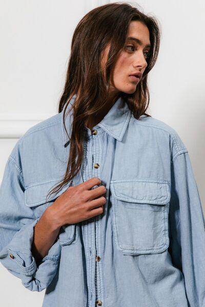 BiBi Button Down Stitch Detail Shirt With Chest Pockets