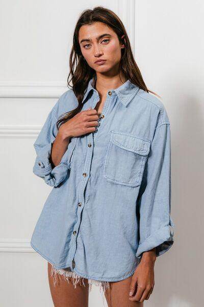 BiBi Button Down Stitch Detail Shirt With Chest Pockets