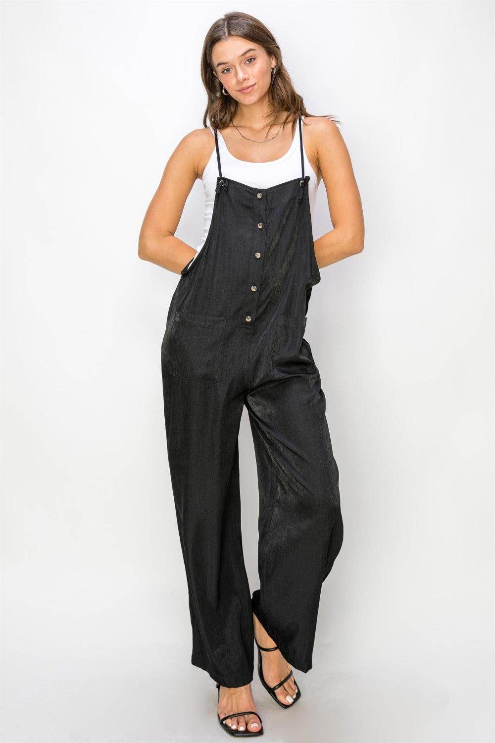 HYFVE Half Button Sleeveless Straight Jumpsuit for Women