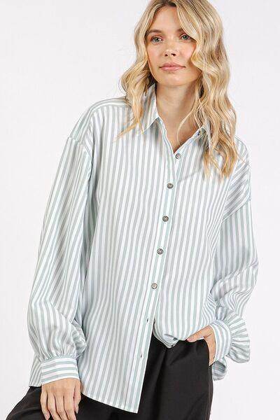 Mittoshop Button Down Striped Long Sleeve Shirt for Women
