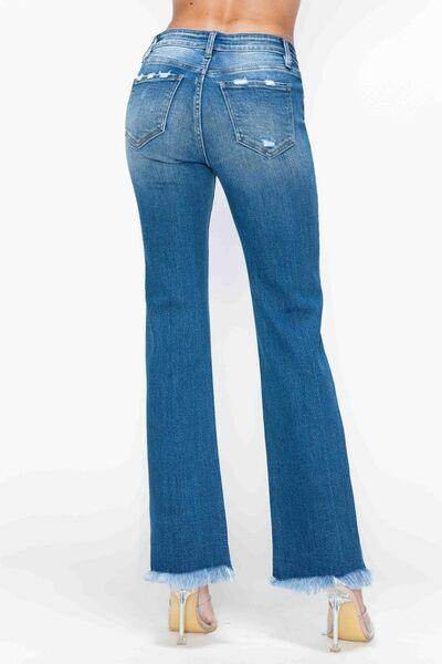 Bytos Full Size Raw Hem Distressed Mid Rise Straight Jeans