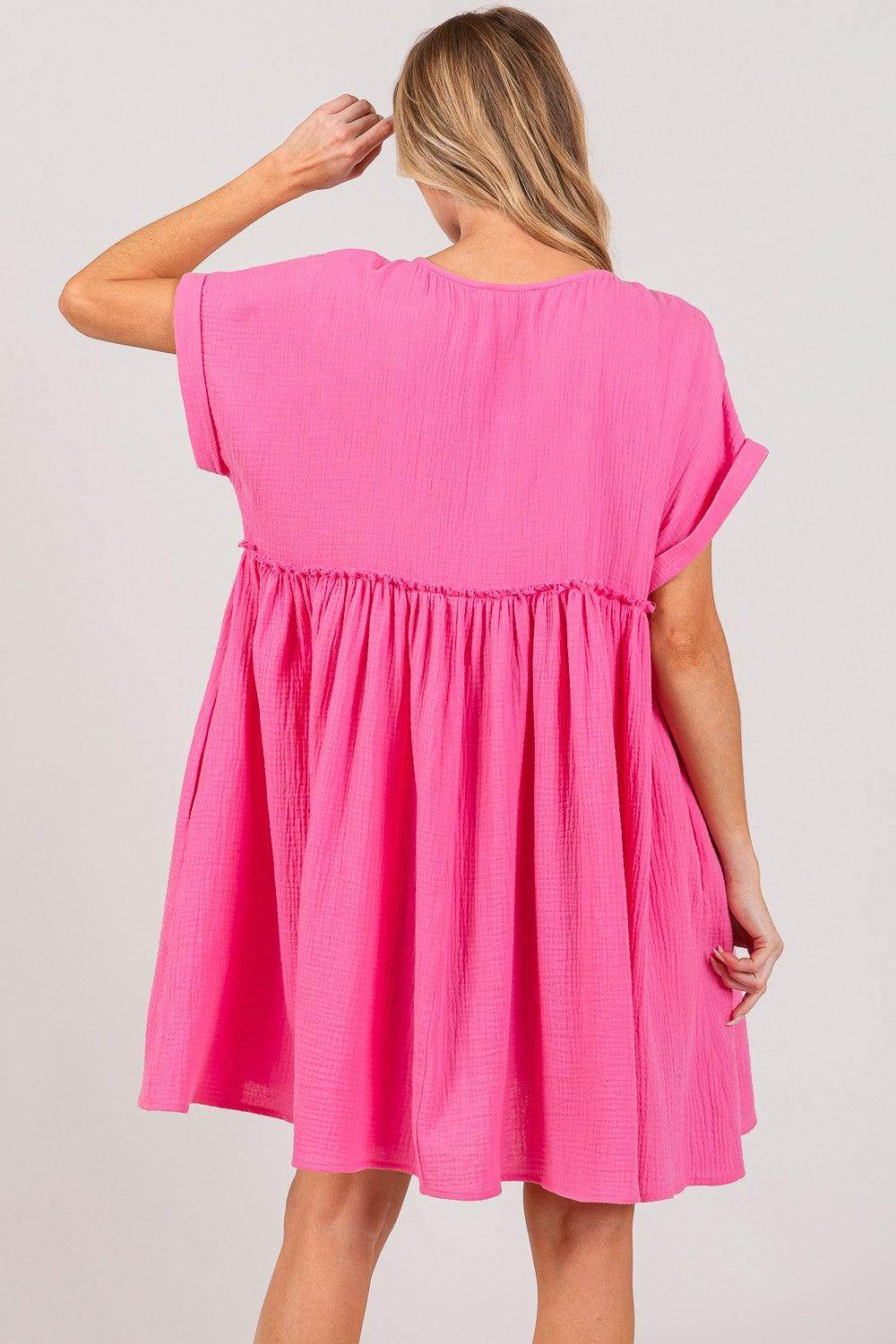 SAGE + FIG Button Up Short Sleeve Dress for Women