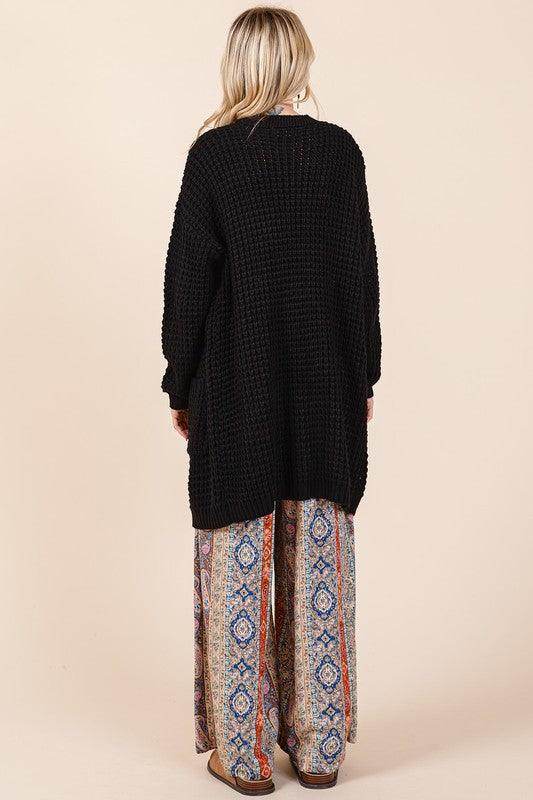Mittoshop Open Front Long Sleeve Longline Cardigan for Women