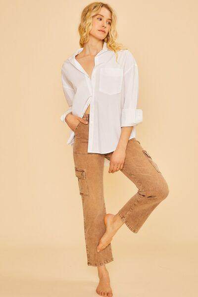 Annie Wear Straight Leg Jeans with Cargo Pockets for Women