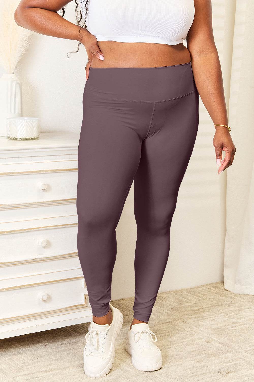 Double Take Wide Waistband Sports Leggings for Women