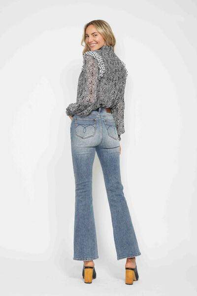 Judy Blue Full Size Tummy Control Back Embroidered Bootcut Jeans Plus Size