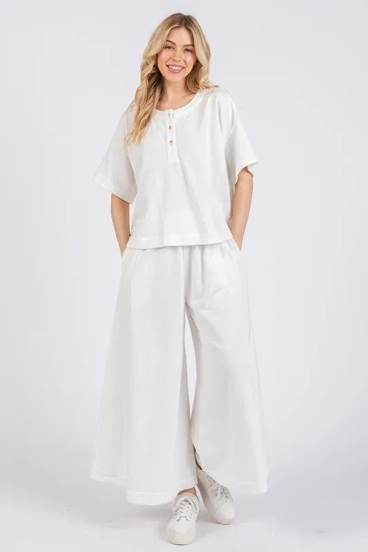 Ces Femme Half Button Half Sleeve Top and Pants Set