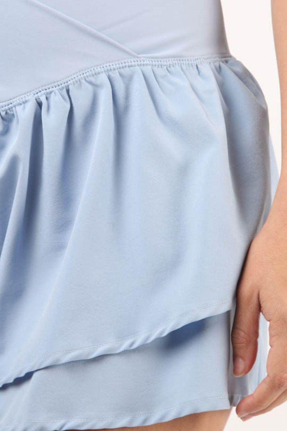Very J V-Shaped High Waist Layered Active Shorts for Women