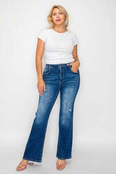 Bytos Full Size High Rise Bootcut Jeans With Pockets