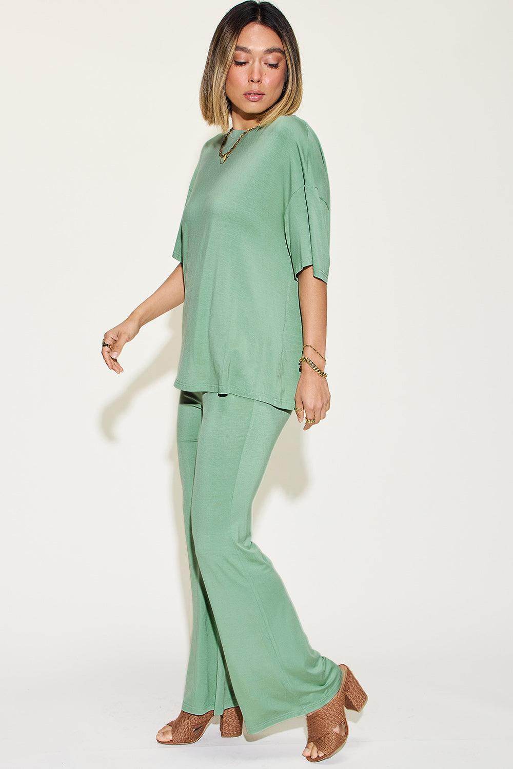 Basic Bae Full Size Bamboo Drop Shoulder T-Shirt Set
