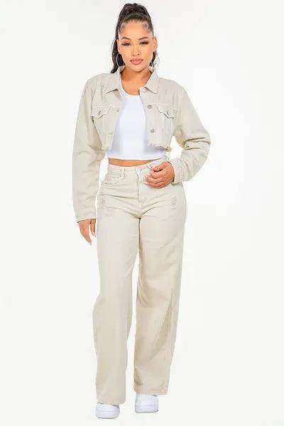 American Bazi High Waist Distressed Wide Leg Jeans Women