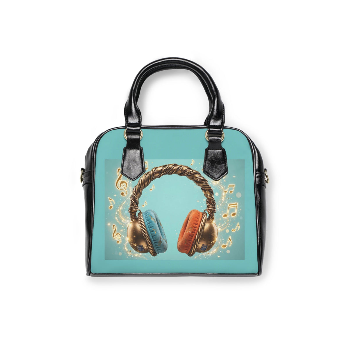 Music Headphones Shoulder Handbag — Retro Teal & Orange Tote for Music Lovers