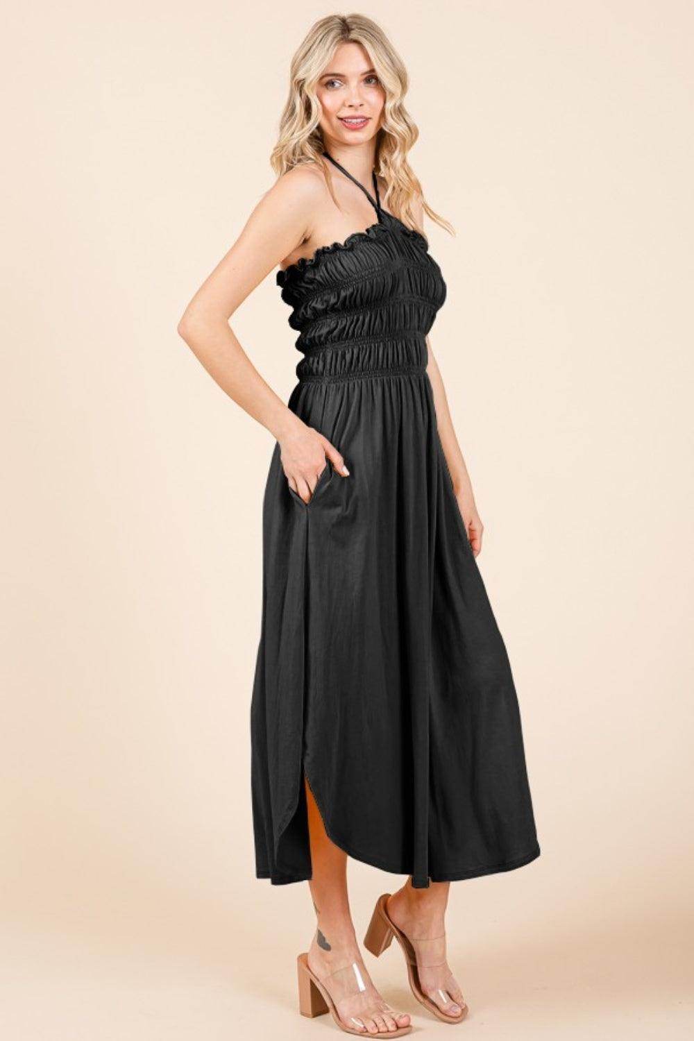 Culture Code Tie Back Shirring Dress with Pockets Style