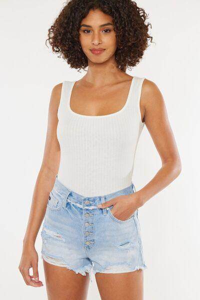 Kancan Distressed Button Fly Denim Shorts for Women