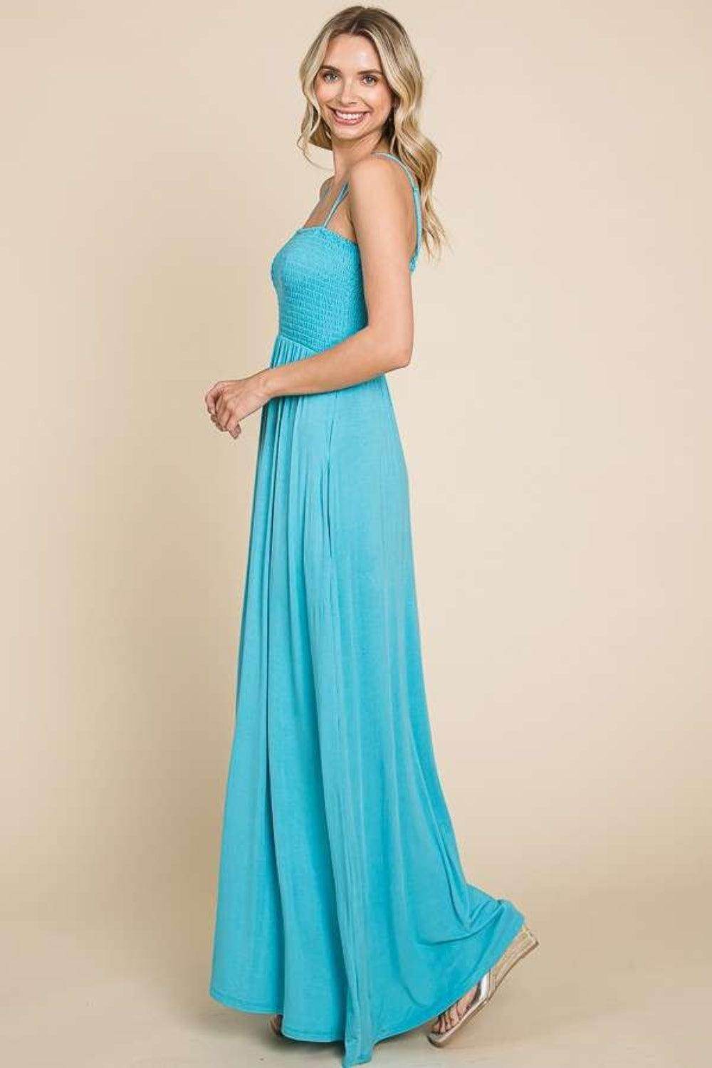 Culture Code Full Size Smocked Cami Maxi Dress With Pockets