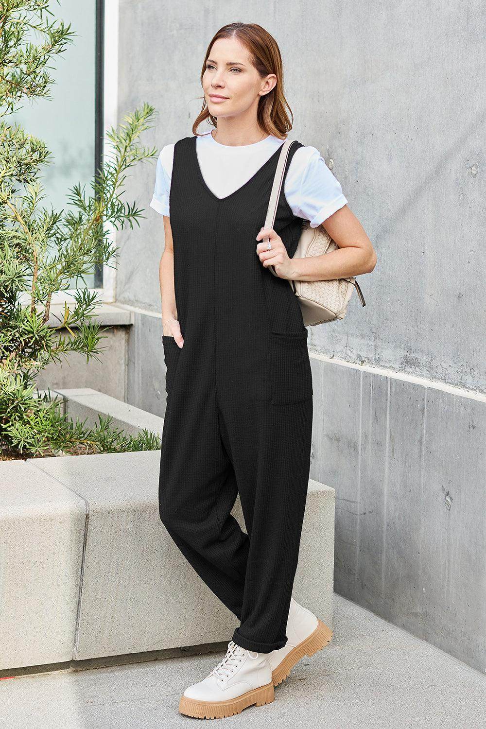 Double Take Full Size Sleeveless Straight Jumpsuit for Women