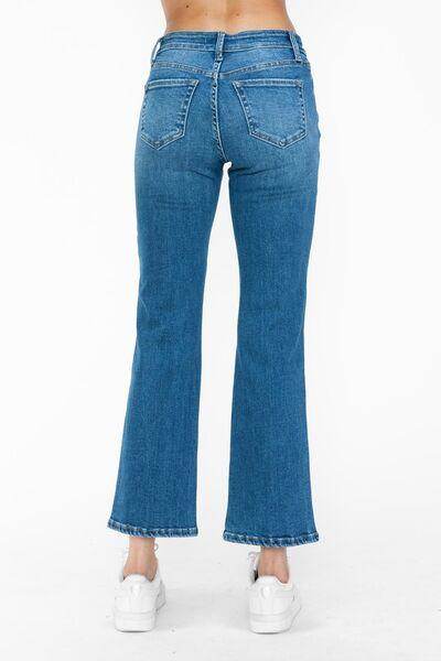 Bytos Full Size Cat's Whiskers Mid Rise Ankle Jeans For Women