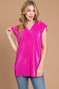 Culture Code Slit Cap Sleeve Hooded Top for Trendy Style