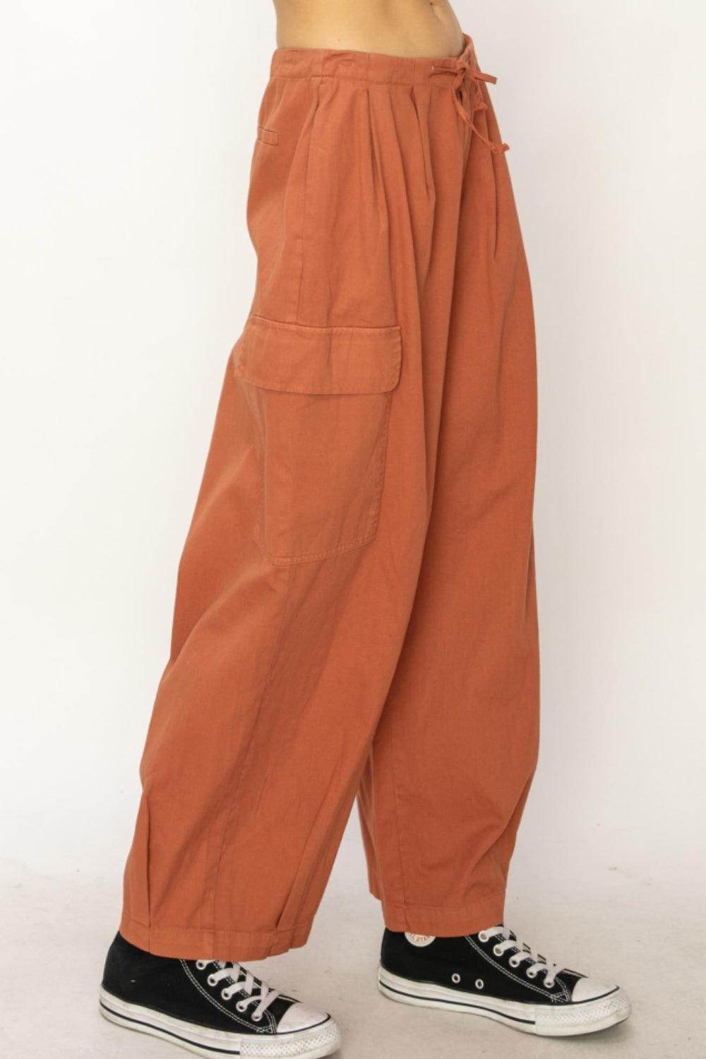 HYFVE Drawstring Cargo Wide Leg Pants for Effortless Style