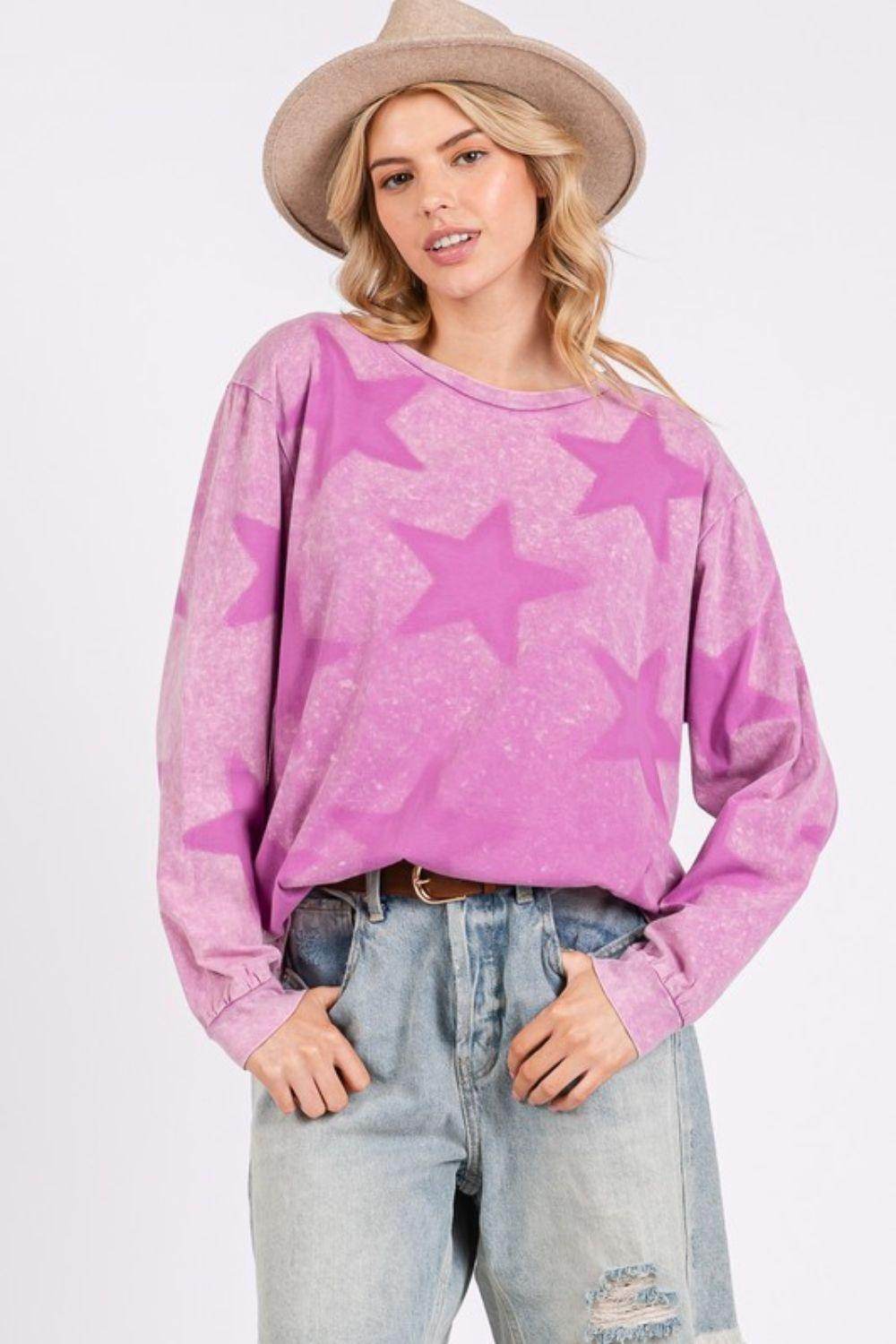 SAGE + FIG Mineral Wash Star Pattern T-Shirt for Women