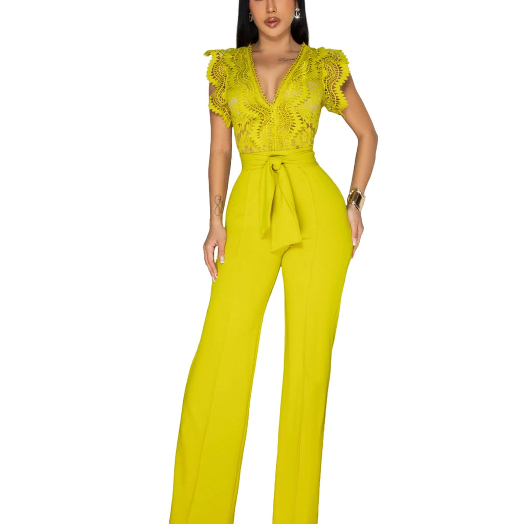Women's fashionablesexyeleganthigh waistedwide leg pantsclub business party button jumpsuit