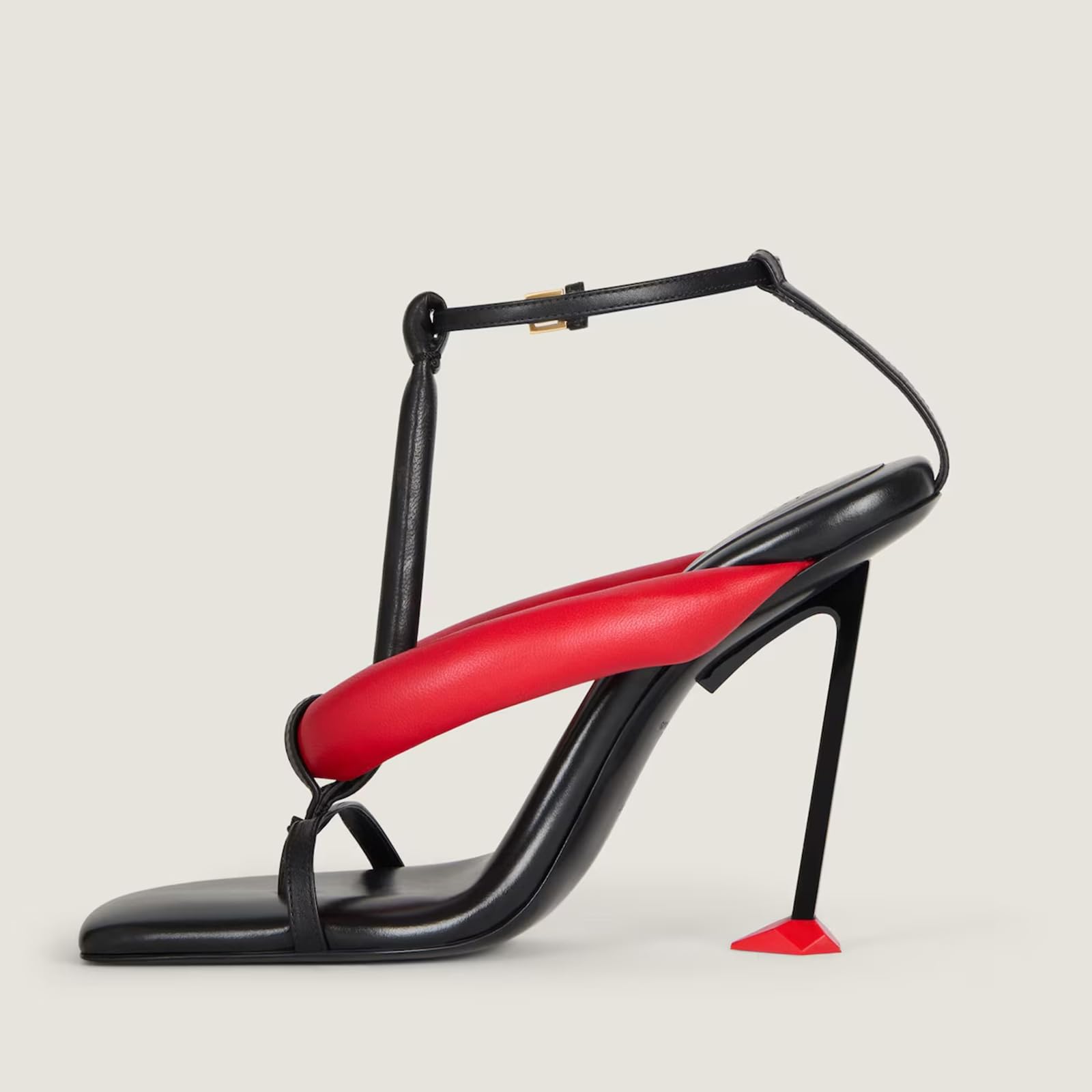 Stiletto Heeled Thong Sandals for Women Square Open Toe Padded Heels Ankle Buckle Summer Fashion Casual Sandals