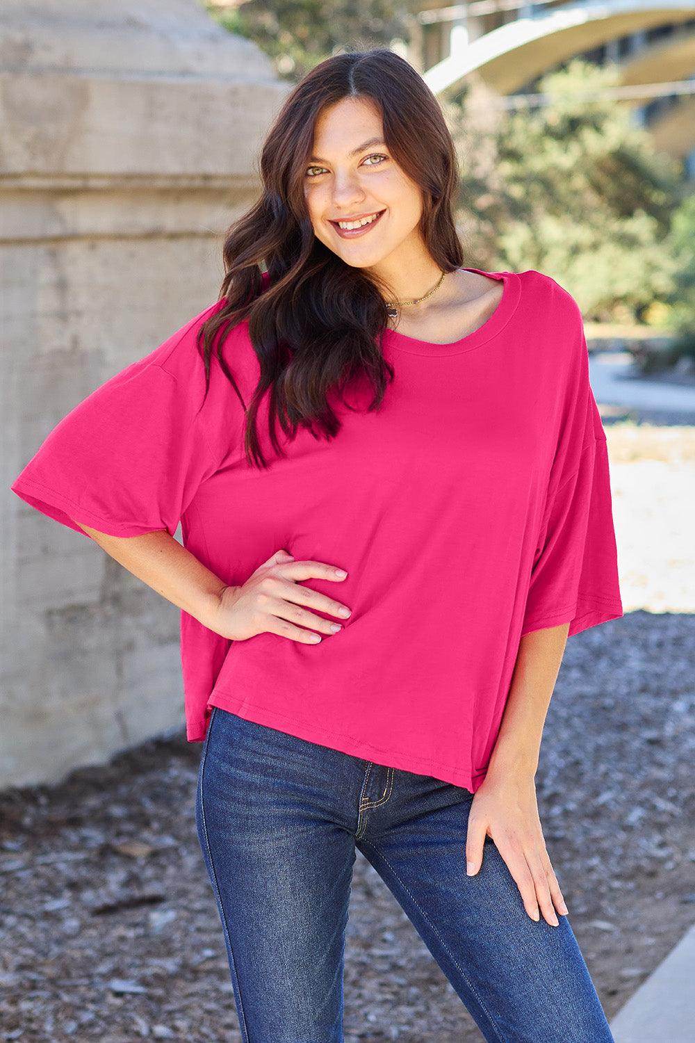 Basic Bae Full Size Round Neck Drop Shoulder T-Shirt for All