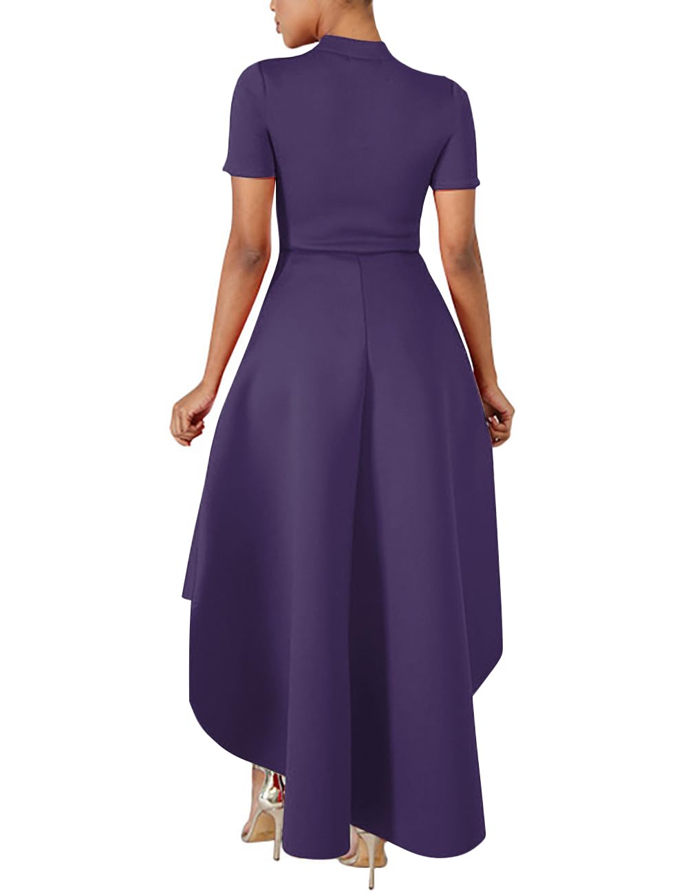 Lrady Womens V Neck Short Sleeve High Low Cocktail Party Dresses Peplum Tunic Tops Shirt Dress