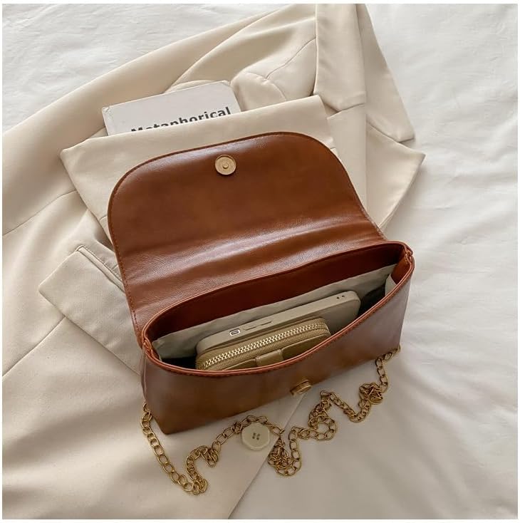 Women's Unique Safety Pin Crossbody Purse | Leather Clutch Bag Gold Handles Chain novelty clutch
