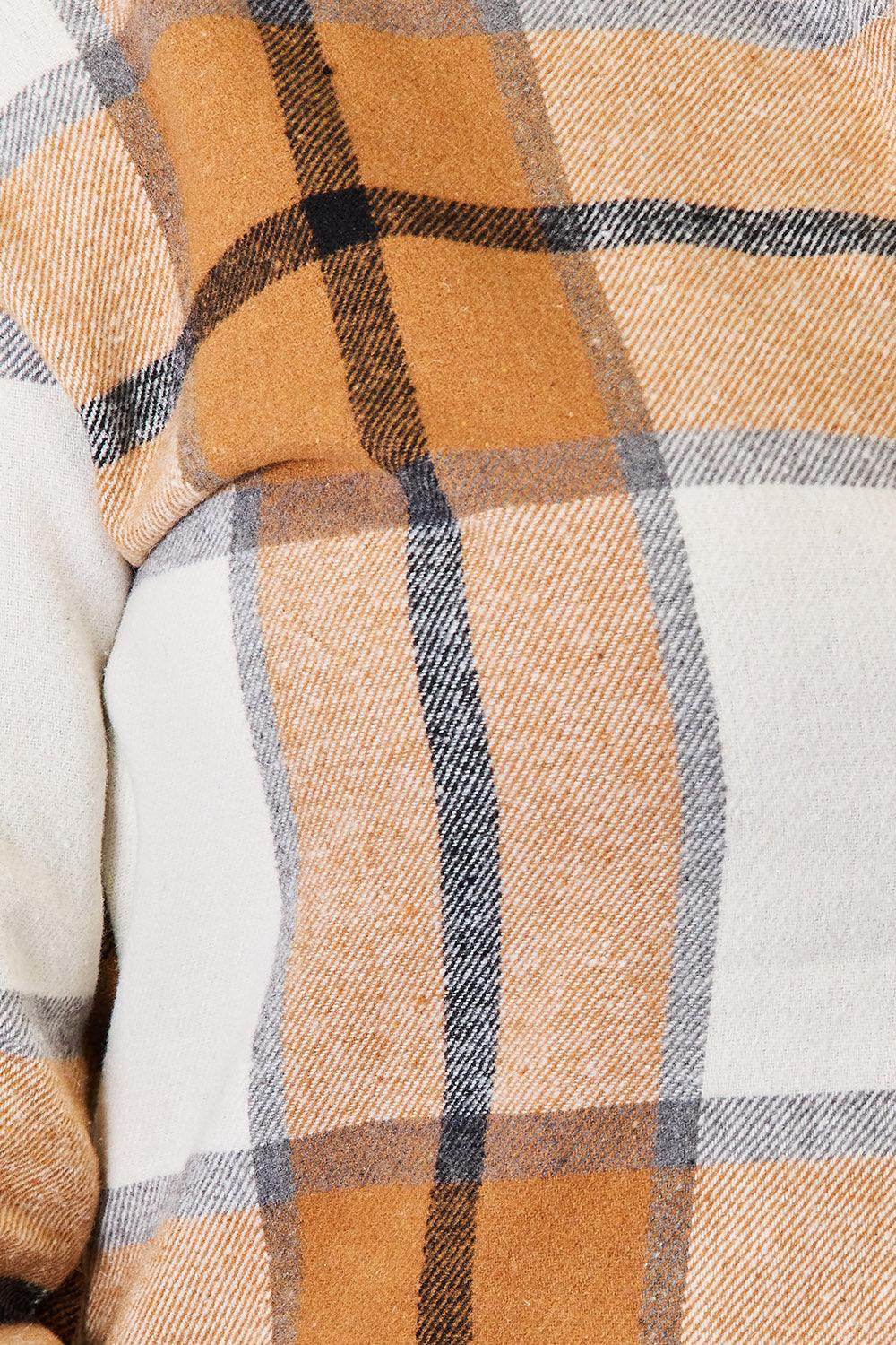 Perfee Plaid Print Dropped Shoulder Shirt for Casual Style